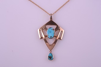  9ct Rose Gold Pendant With Turquoise 