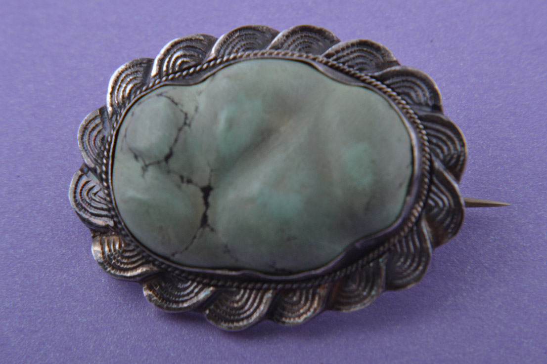 Silver Vintage Oriental Brooch With Turquoise 303aa | Amanda Appleby