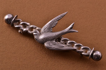 Silver Victorian Bird Brooch
