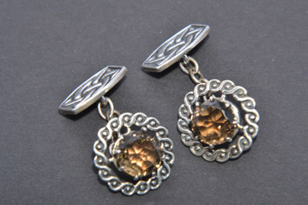 Silver Iona Cufflinks With Citrine From Scotland