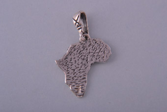 Silver African Map Charm